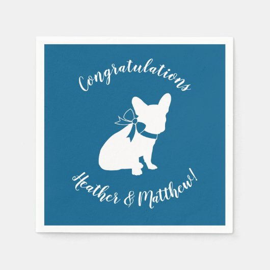 ブルドッグフランスのテーマパーティー – Baby Shower Blue スタンダードカクテルナプキン (正面)