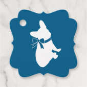ブルドッグフランスのテーマパーティー – Baby Shower Blue フェイバータグ (正面)