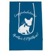 ブルドッグフランスのテーマパーティー – Baby Shower Blue ミディアムペーパーバッグ (裏面)