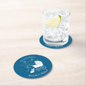 ブルドッグフランスのテーマパーティー – Baby Shower Blue ラウンドペーパーコースター (インサイチュ)