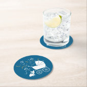 ブルドッグフランスのテーマパーティー – Baby Shower Blue ラウンドペーパーコースター (インサイチュ)