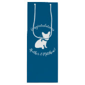 ブルドッグフランスのテーマパーティー – Baby Shower Blue ワインギフトバッグ (正面)