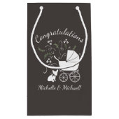 ブルドッグフランスのテーマパーティー – Baby Shower Neutral スモールペーパーバッグ (裏面)