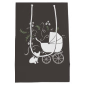 ブルドッグフランスのテーマパーティー – Baby Shower Neutral ミディアムペーパーバッグ (裏面)