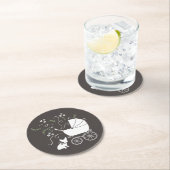 ブルドッグフランスのテーマパーティー – Baby Shower Neutral ラウンドペーパーコースター (インサイチュ)