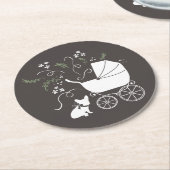 ブルドッグフランスのテーマパーティー – Baby Shower Neutral ラウンドペーパーコースター (アングル)