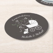 ブルドッグフランスのテーマパーティー – Baby Shower Neutral ラウンドペーパーコースター (アングル)