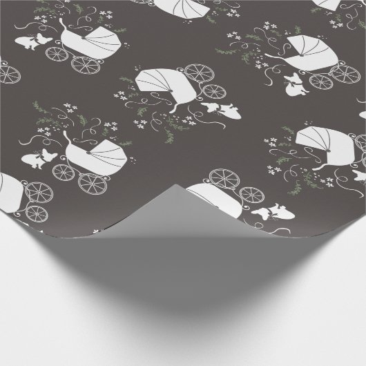 ブルドッグフランスのテーマパーティー – Baby Shower Neutral ラッピングペーパー (角)
