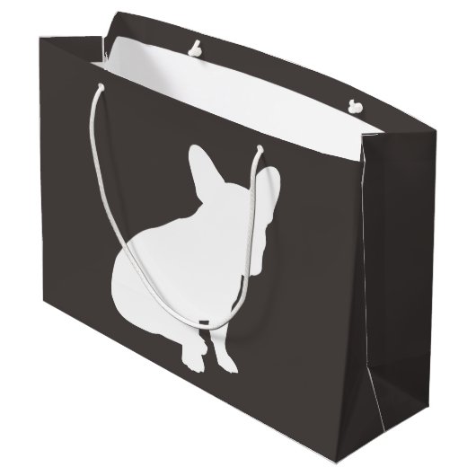 ブルドッグフランスのテーマパーティー – Baby Shower Neutral ラージペーパーバッグ (裏面アングル)