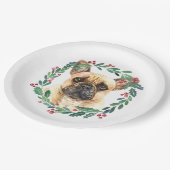 ブルドッグフランスのドグエレガント・クリスマス・ホリデー ペーパープレート (アングル)