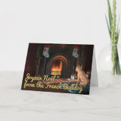 ブルドッグフランスのドッグアートペットフランチクリスマスカード シーズンカード (正面)