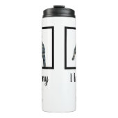 ブルドッグフランスのドッグイエロー&ブルーグリッドシルエット タンブラー (正面)