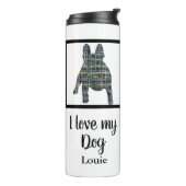 ブルドッグフランスのドッグイエロー&ブルーグリッドシルエット タンブラー (回転左)