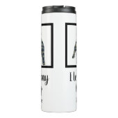 ブルドッグフランスのドッグイエロー&ブルーグリッドシルエット タンブラー (裏面)