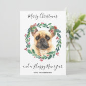 ブルドッグフランスのドッグエレガントメリークリスマス シーズンカード (スタンド正面)