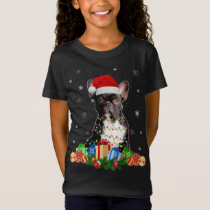 ブルドッグフランスのドッグクリスマスライトサンタパピーDo Tシャツ