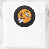 ブルドッグフランスのドッグスケルトン骨ハロウィーンの衣装 ラウンドシール (バッグ)