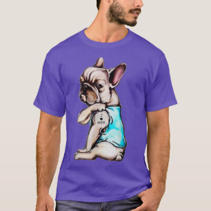 ブルドッグフランスのドッグタトゥー私は母の日が大好き Tシャツ