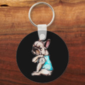 ブルドッグフランスのドッグタトゥー私は母の母の日L大好き キーホルダー (正面)