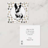 ブルドッグフランスのドッグトリマーポープリントパターンホワイト スクエア名刺 (正面/裏面)