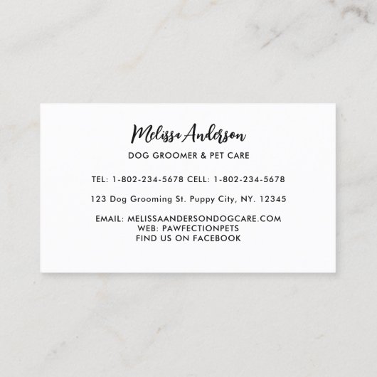 ブルドッグフランスのドッグトリマー子犬ペットケア 名刺 (裏面)