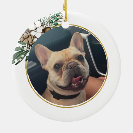 ブルドッグフランスのドッグハンドスケッチパーソナライズされた セラミックオーナメント (裏面)