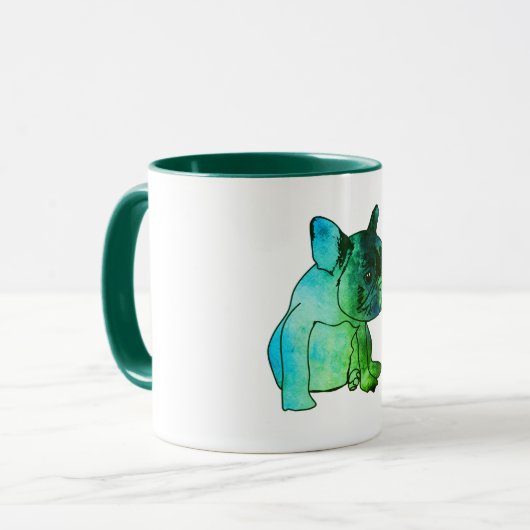 ブルドッグフランスのドッグパピー水の色アートマグ マグカップ (正面左)