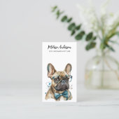 ブルドッグフランスのドッグパーソナライズされたトリマーペットシッター 名刺 (スタンド正面)