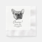 ブルドッグフランスのドッグパーソナライズされた応援 縁ありカクテルナプキン (正面)