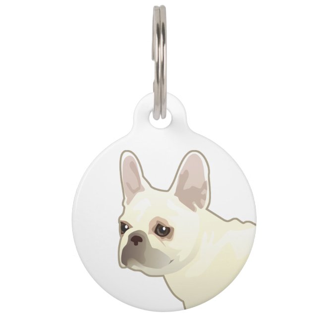 ブルドッグフランスのドッグブリードイラストレーションシルエット ペット　ネームタグ (正面)