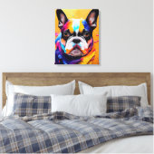 ブルドッグフランスのドッグペットかわいい愛らしい動物コンパン キャンバスプリント (インサイチュ (寝室))