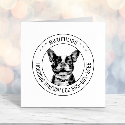 ブルドッグフランスのドッグペットフォトラウンド セルフインキングスタンプ