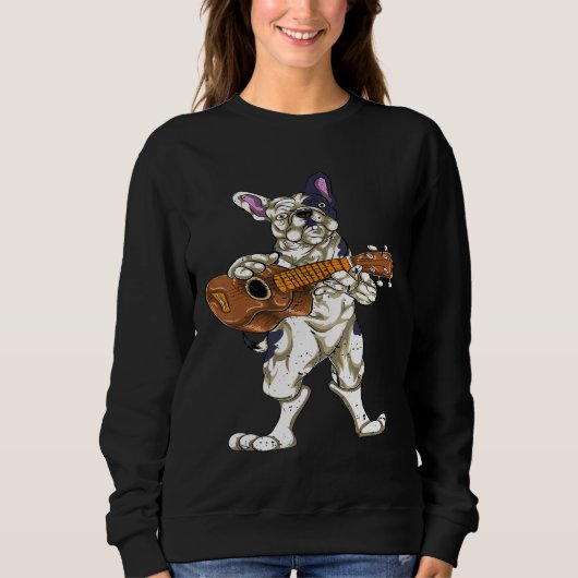 ブルドッグフランスのドッグミュージックギタリストBassist Bass G スウェットシャツ (正面)