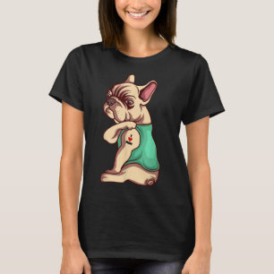 ブルドッグフランスのドッグラブタトゥー Tシャツ