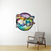 ブルドッグフランスのドッグ動物ポートレートステンドグラス タペストリー (インサイチュ(横))