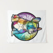 ブルドッグフランスのドッグ動物ポートレートステンドグラス タペストリー (正面(横))