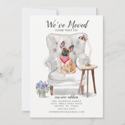 ブルドッグフランスのドッグ引っ越しました移動発表 案内状 (正面)