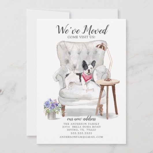 ブルドッグフランスのドッグ引っ越しました移動発表 案内状 (正面)