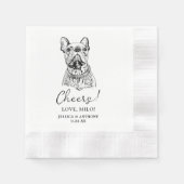 ブルドッグフランスのドッグ応援パーソナライズされたナプキン 縁ありカクテルナプキン (正面)