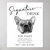 ブルドッグフランスのドッグ結婚の特徴的なドリンク看板 ポスター (正面)