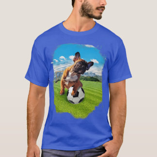 ブルドッグフランスのドッグ遊のサッカー Tシャツ
