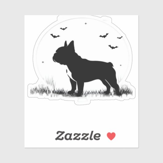 ブルドッグフランスのドッグ – ハロウィンムーンシルエット移動 シール (シート)