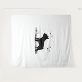 ブルドッグフランスのドッグ – ハロウィンムーンシルエット移動 タペストリー (正面(横))