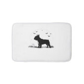 ブルドッグフランスのドッグ – ハロウィンムーンシルエット移動 バスマット (正面)