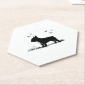 ブルドッグフランスのドッグ – ハロウィンムーンシルエット移動 ペーパーコースター (アングル)