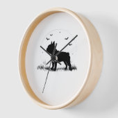 ブルドッグフランスのドッグ – ハロウィンムーンシルエット移動 壁時計 (傾斜)