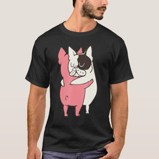 ブルドッグフランスのハグ Tシャツ (正面)