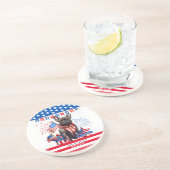 ブルドッグフランスのハッピーアメリカ7月4日アメリカ愛国者 コースター (側面)