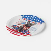 ブルドッグフランスのハッピーアメリカ7月4日アメリカ愛国者 ペーパープレート (アングル)