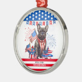ブルドッグフランスのハッピーアメリカ7月4日アメリカ愛国者 メタルオーナメント (左)